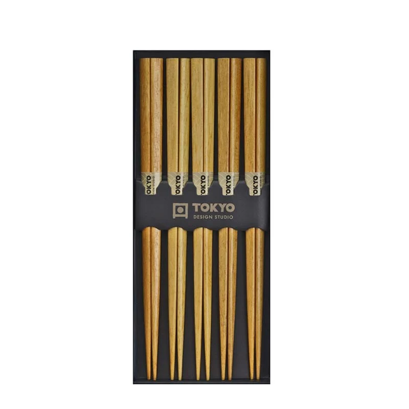 Essstäbchen aus hellem Holz, 5 Paare
