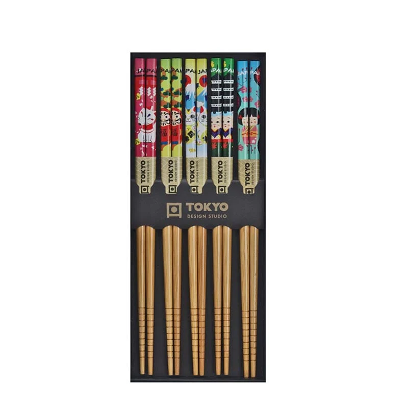 Essstäbchen mit Kawaii-Figuren 5 Paare