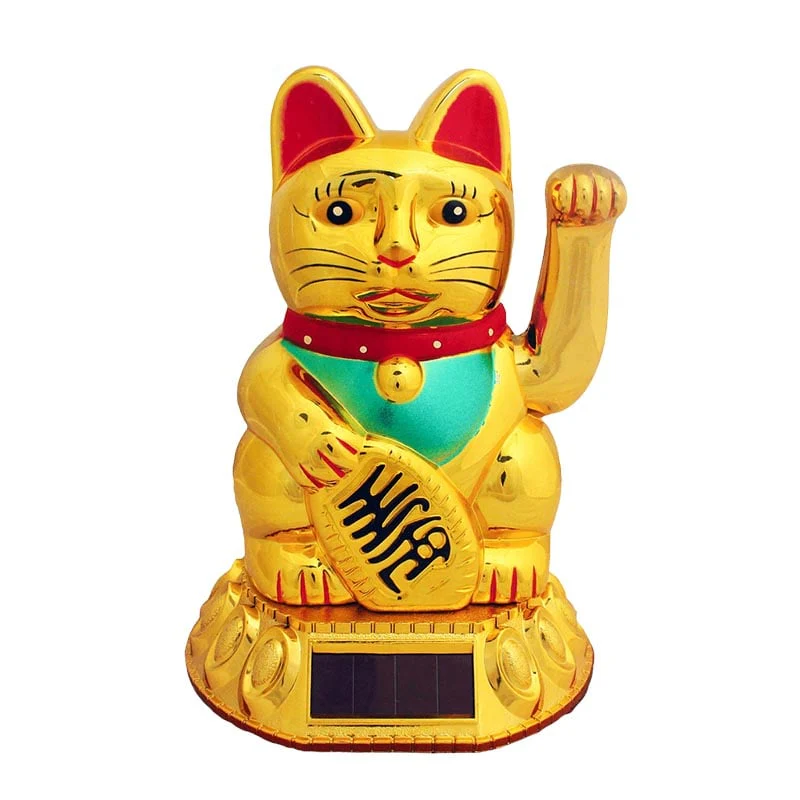 Lucky Cat Gold Groß Solarzelle