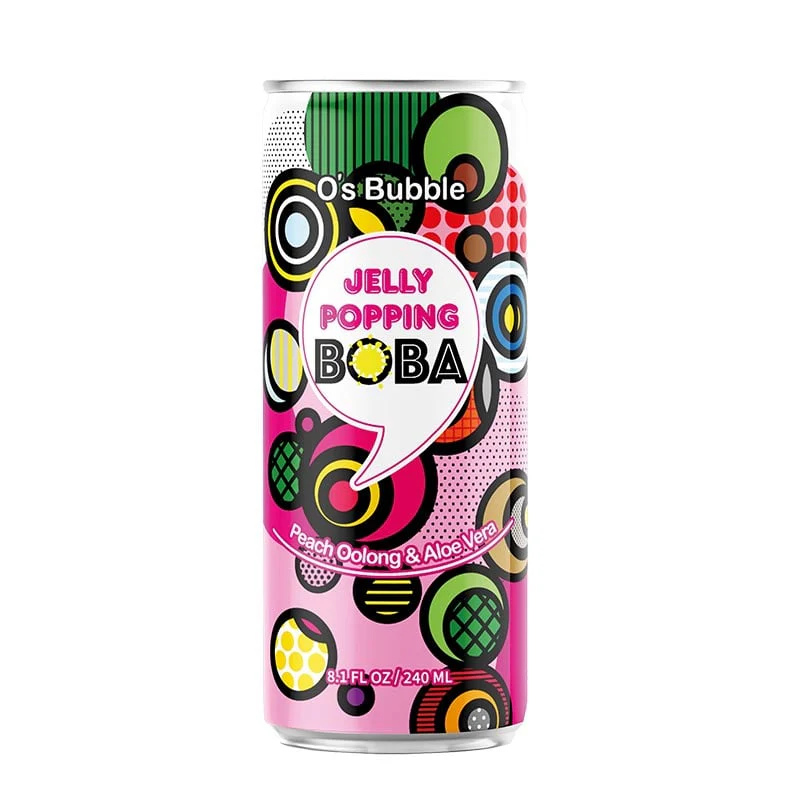 O's Bubble Popping Boba in der Dose Pfirsich & Aloe Vera 240ml
