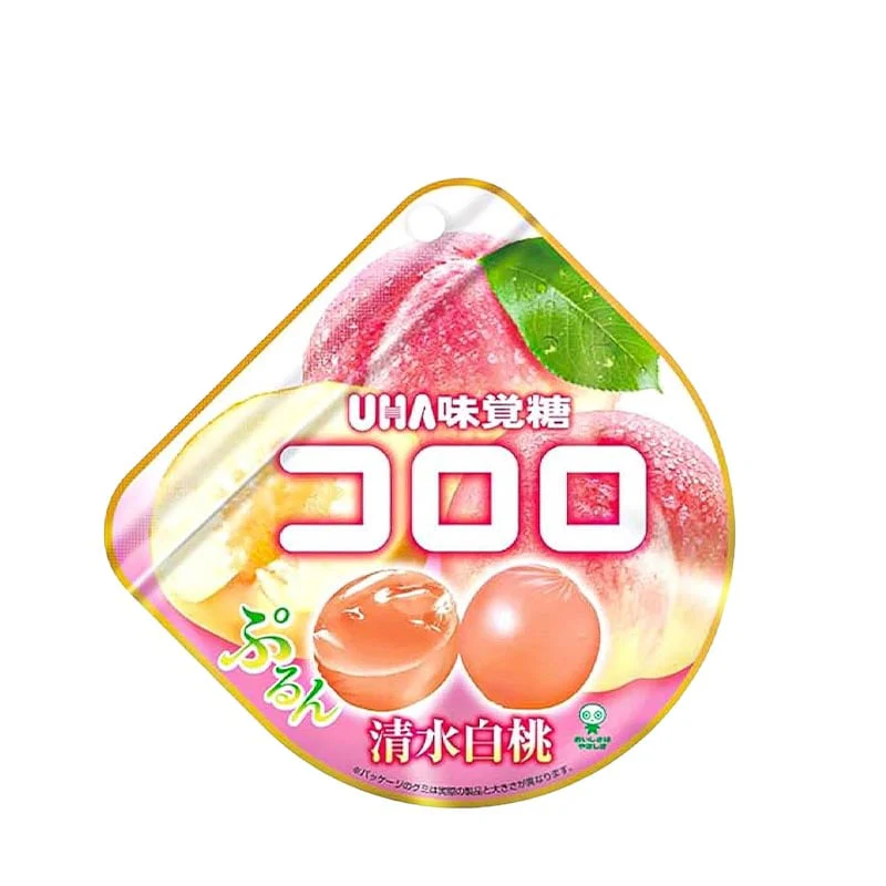 UHA Kororo Weißer Pfirsich Fruchtsaft-Gelee-Bonbons 40 g